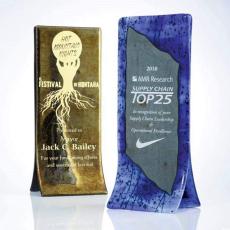Cobalt Dillon Rectangle Glass Trophy - Glass Trophies