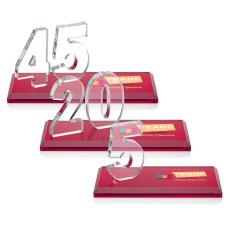 Hutchison Anniversary Full Color Red Crystal Trophy - Custom Trophies