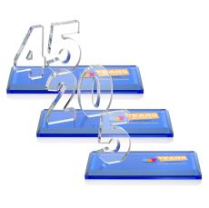 Hutchison Anniversary Full Color Sky Blue Crystal Trophy - Custom Trophies