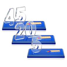 Hutchison Anniversary Full Color Blue Crystal Trophy - Crystal Trophies