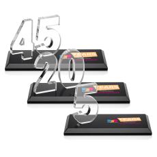 Hutchison Anniversary Full Color Black Crystal Trophy - Crystal Trophies