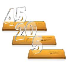 Hutchison Anniversary Amber Crystal Trophy - Crystal Trophies