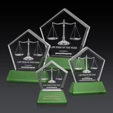 Costa on Base (3D) - Green - Crystal Trophies