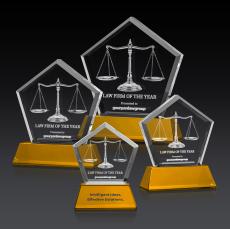 Costa on Base (3D) - Amber - Crystal Trophies