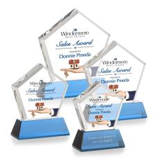 Costa Full Color on Base Sky Blue Polygon Crystal Trophy - Custom Trophies