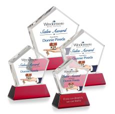 Costa Full Color on Base Red Polygon Crystal Trophy - Custom Trophies