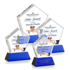 Costa Full Color on Base Blue Polygon Crystal Trophy - Custom Trophies
