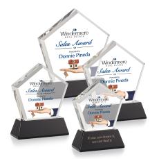 Costa Full Color on Base Black Polygon Crystal Trophy - Custom Trophies