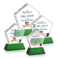Costa Full Color on Base Green Polygon Crystal Trophy - Custom Trophies