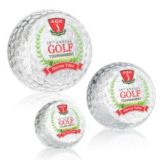 Golf Ball Full Color Paperweight - Crystal Golf Trophies