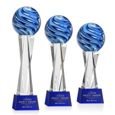 Neptune Globe on Saldana Crystal Base Glass Trophy - Glass Trophies