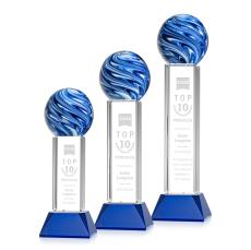 Neptune Globe on Tower Base Glass Trophy - Glass Trophies