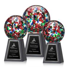 Knapp Globe on Tall Marble Glass Trophy - Glass Trophies