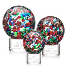 Knapp on Round Base Clear Globe Glass Trophy - Crystal Globe Awards