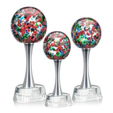 Knapp Globe on Metal Pedestal Base Glass Trophy - Glass Trophies