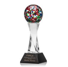 Knapp on Spirale Spire Base Black Globe Glass Trophy - Glass Trophies