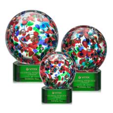 Knapp on Half Round Base Green Globe Glass Trophy - Glass Trophies