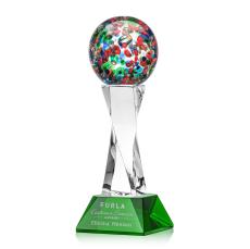 Knapp on Spirale Spire Base Green Globe Glass Trophy - Glass Trophies