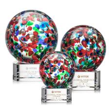Knapp on Half Round Base Clear Globe Glass Trophy - Glass Trophies