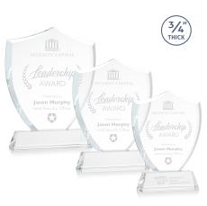 Escamilla Shield on Helton Clear Unique Crystal Trophy - Crystal Trophies