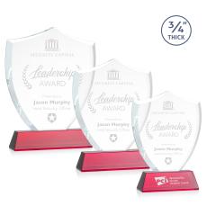 Escamilla Shield on Helton Red Unique Crystal Trophy - Crystal Trophies