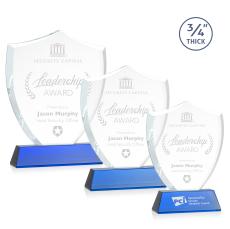 Escamilla Shield on Helton Blue Unique Crystal Trophy - Crystal Trophies