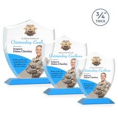 Escamilla Shield Full Color Sky Blue Unique Crystal Trophy - Custom Trophies