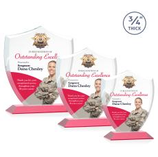 Escamilla Shield Full Color Red Unique Crystal Trophy - Custom Trophies