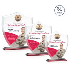 Escamilla Shield Full Color Rosewood Unique Crystal Trophy - Crystal Trophies