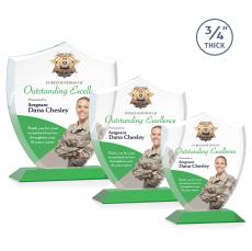 Escamilla Shield Full Color Green Unique Crystal Trophy - Custom Trophies