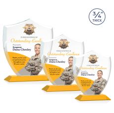 Escamilla Shield Full Color Amber Unique Crystal Trophy - Crystal Trophies