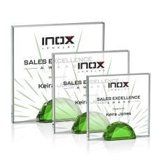 Pruitt Full Color Green Square / Cube Crystal Trophy - Diamond Trophies