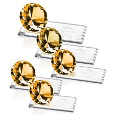 Diamond on Starfire Amber Crystal Trophy - Crystal Trophies