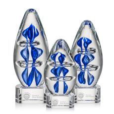 Cordova on Half Round Base Clear Tear Drop Glass Trophy - Art Glass Trophies