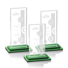 Carlton Green Rectangle Crystal Trophy - Crystal Trophies