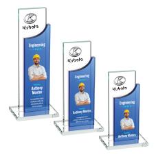 Tuttle Full Color Blue Rectangle Crystal Trophy - Custom Trophies