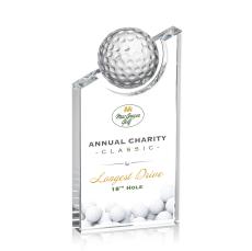 Simpson Full Color Golf Peaks Crystal Trophy - Crystal Globe Awards