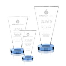 Reeves Sky Blue Polygon Crystal Trophy - Crystal Trophies