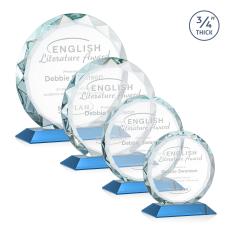 Clarke Sky Blue Circle Crystal Trophy - Crystal Trophies