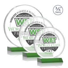 Juarez Full Color Green Circle Crystal Trophy - Custom Trophies