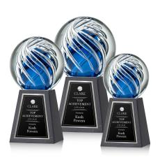 Truong Globe on Tall Marble Base Glass Trophy - Glass Trophies