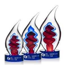 Trilogy Blue Flame Glass Trophy - Art Glass Trophies