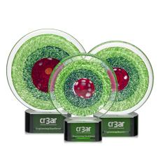 On Target Circle on Green Base Glass Trophy - Art Glass Trophies