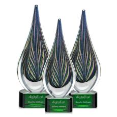 McBride Tear Drop on Green Base Glass Trophy - Art Glass Trophies