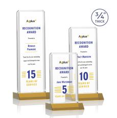 Stubbs Full Color Amber Rectangle Crystal Trophy - Custom Trophies