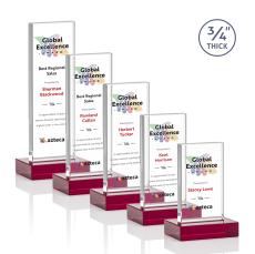 Barlow Full Color Red Rectangle Crystal Trophy - Crystal Trophies