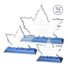 Sargent Leaf Sky Blue Unique Crystal Trophy - Patriotic and Government Awards 