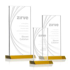 Daugherty Liquid Amber Rectangle Crystal Trophy - Crystal Trophies