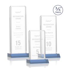 Stubbs Sky Blue Rectangle Crystal Trophy - Crystal Trophies