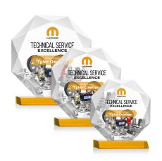 Minor Full Color Amber Polygon Crystal Trophy - Custom Trophies